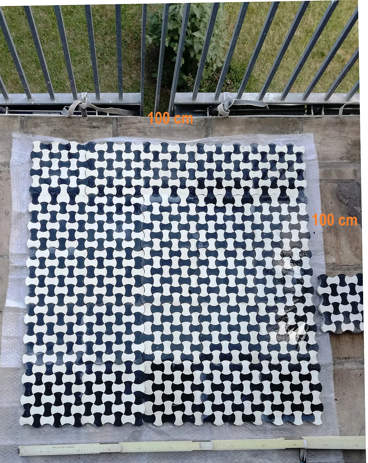Cement tiles with bow tie pattern, 1920s 6