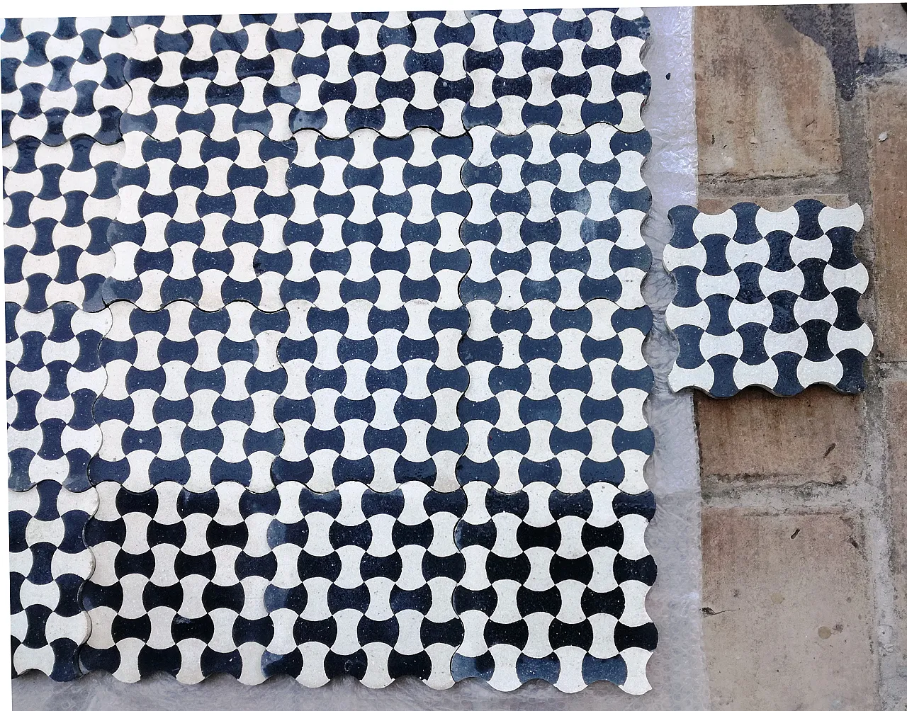 Cement tiles with bow tie pattern, 1920s 13