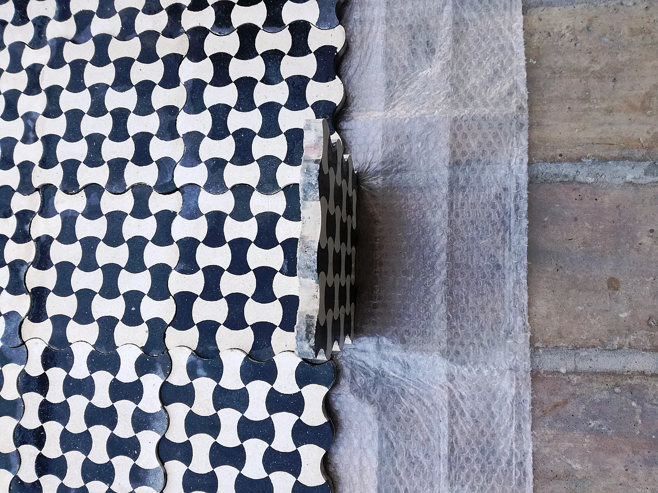 Cement tiles with bow tie pattern, 1920s 15