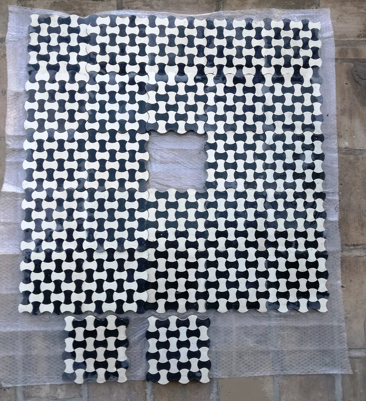 Cement tiles with bow tie pattern, 1920s 17