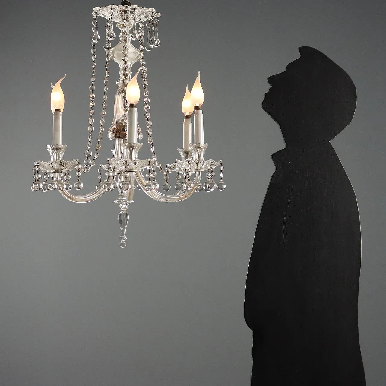 Lampadario in vetro a 6 luci, '900 2