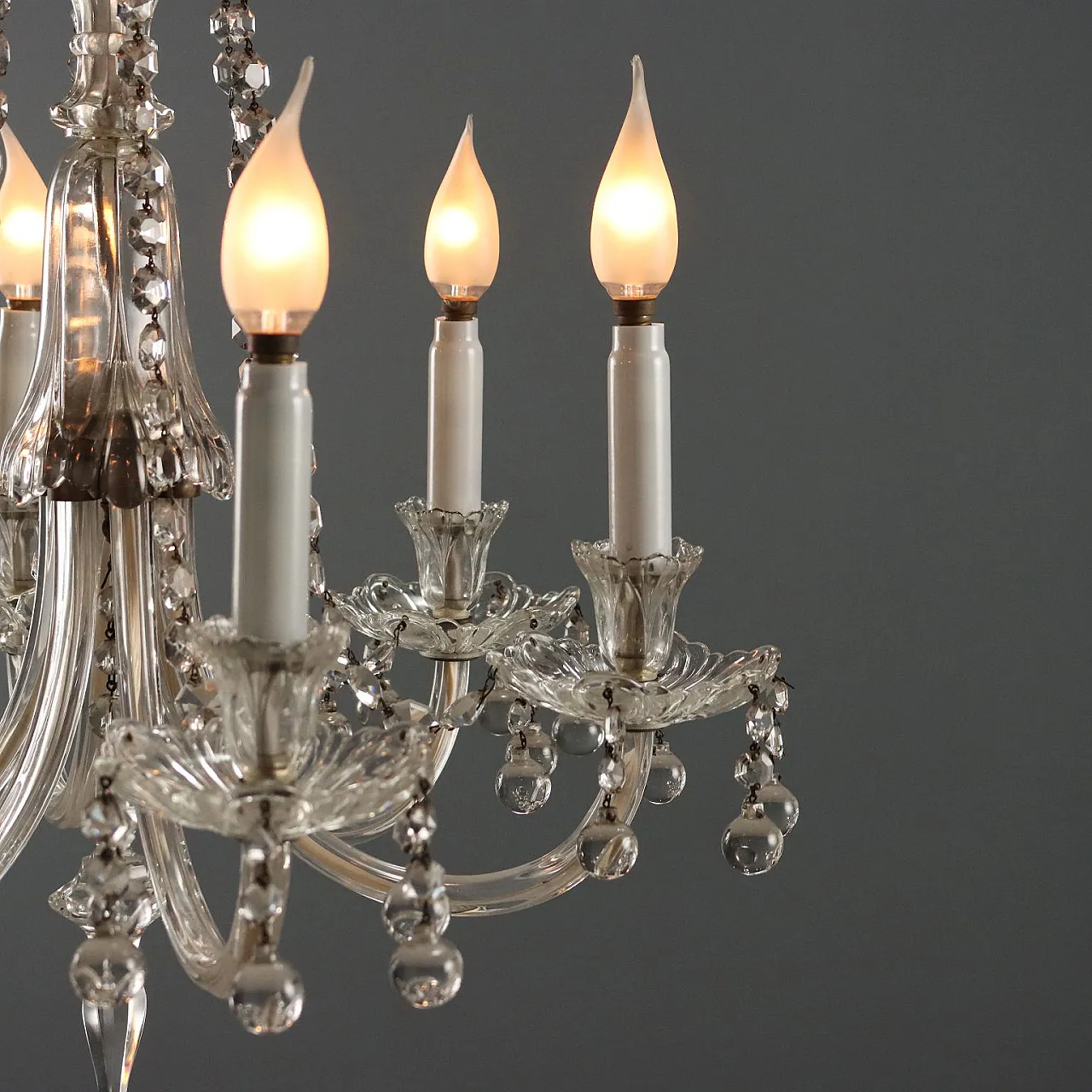 Lampadario in vetro a 6 luci, '900 3