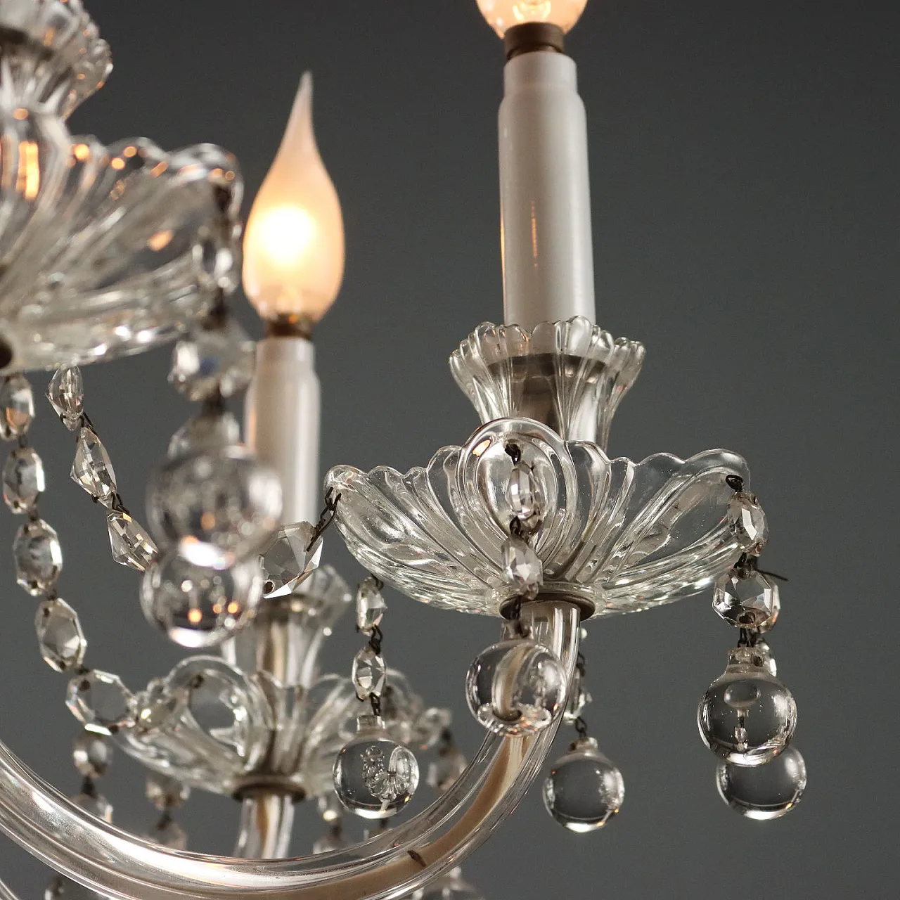 Lampadario in vetro a 6 luci, '900 4