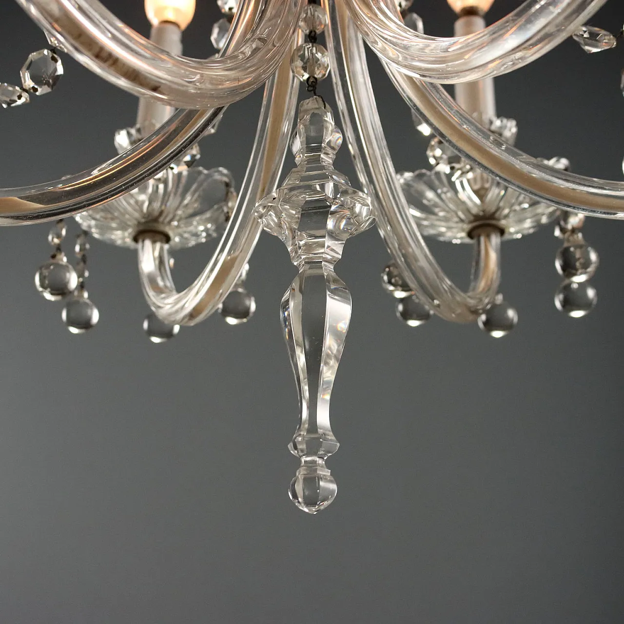 Lampadario in vetro a 6 luci, '900 5