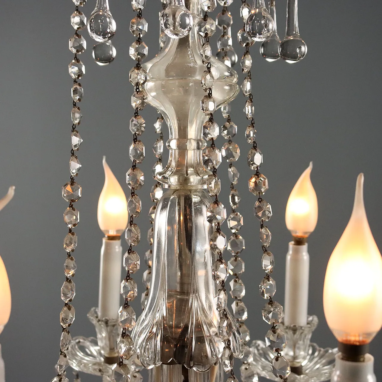Lampadario in vetro a 6 luci, '900 6