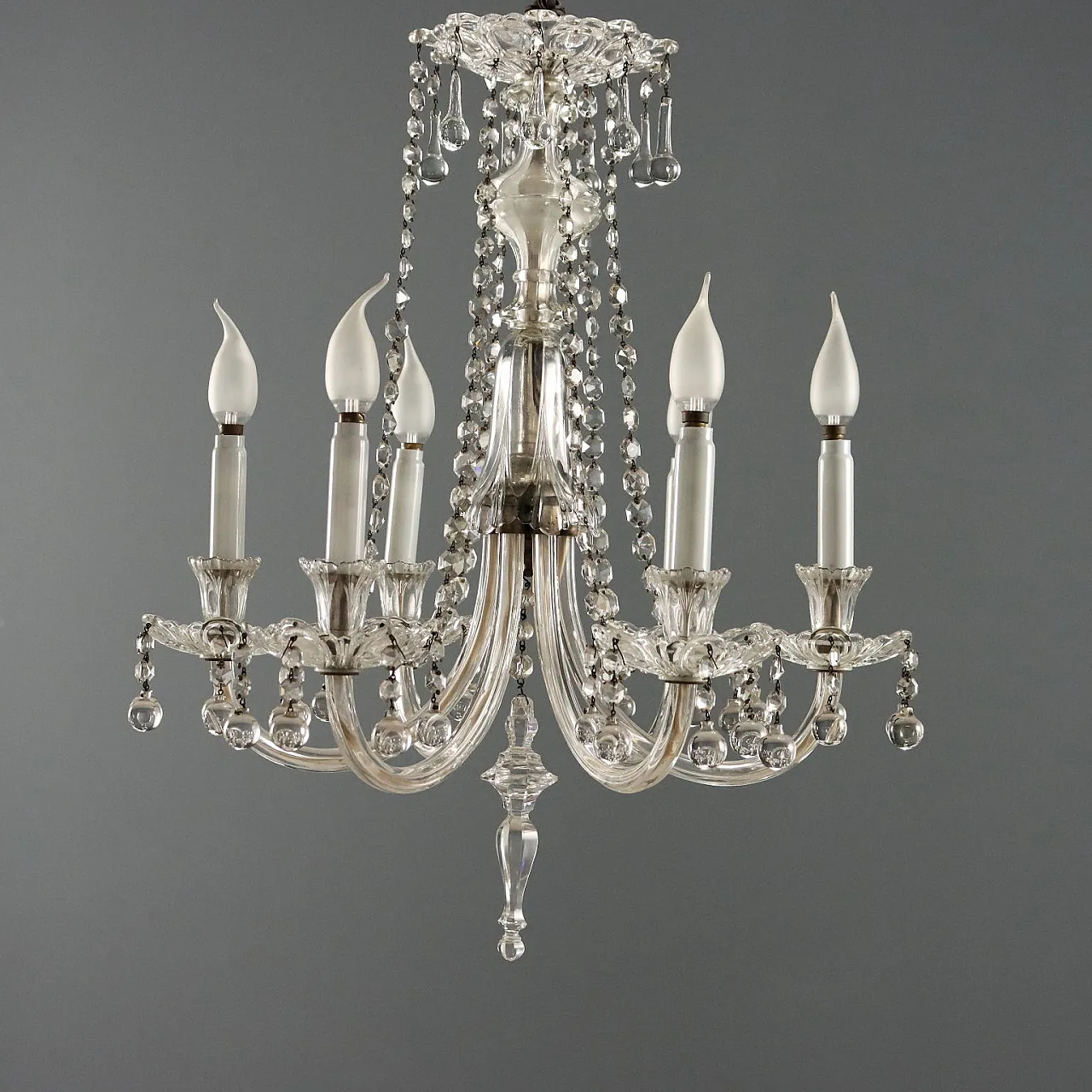 Lampadario in vetro a 6 luci, '900 8