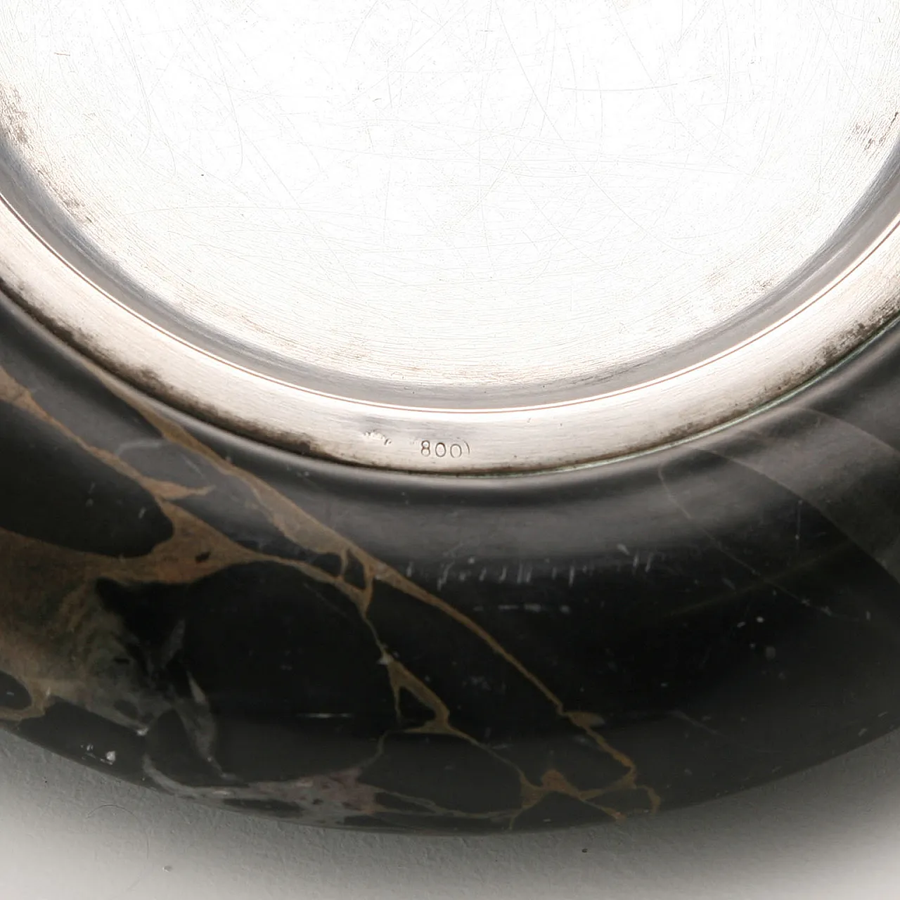 Pocket tray in black marble and silver, 20th century 6