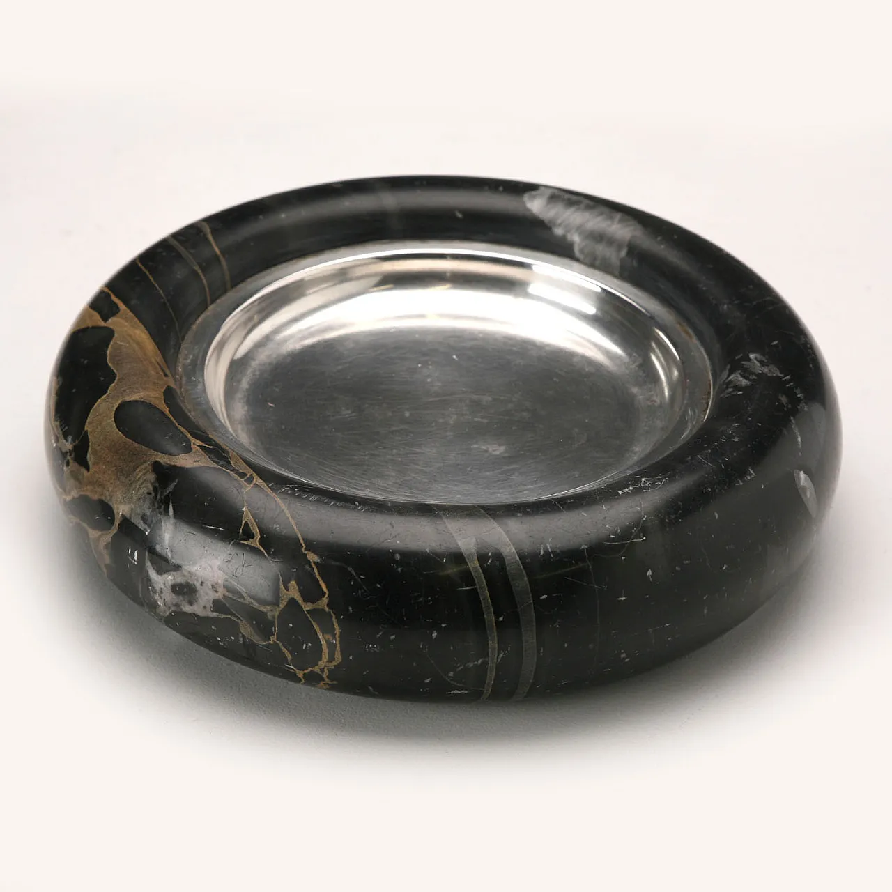 Pocket tray in black marble and silver, 20th century 7