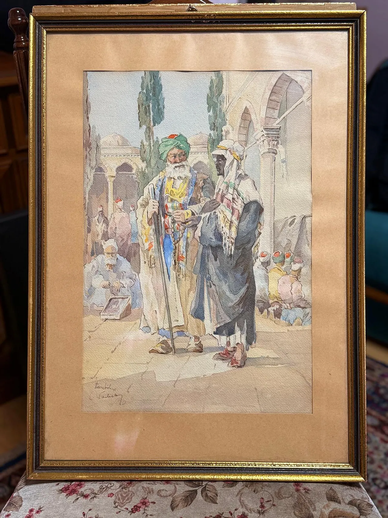Coppia di acquerelli orientalisti firmati di Carl Werner, '800 2