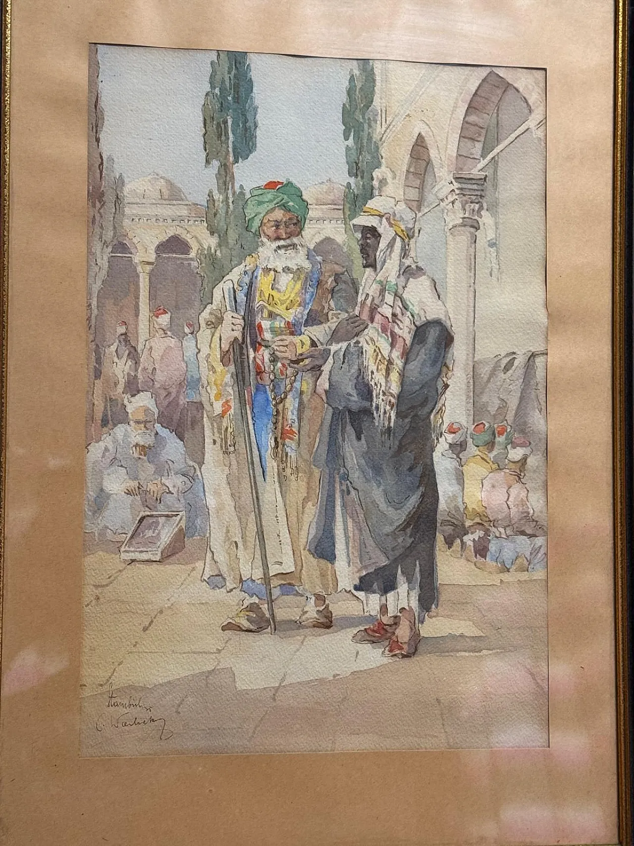 Coppia di acquerelli orientalisti firmati di Carl Werner, '800 5