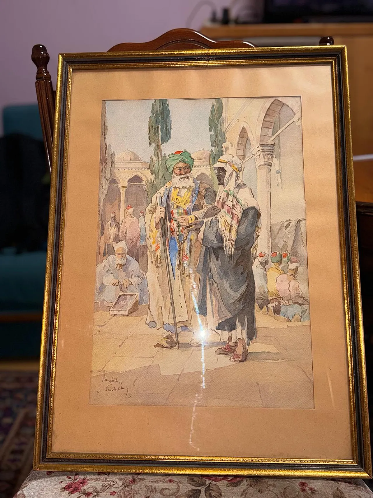 Coppia di acquerelli orientalisti firmati di Carl Werner, '800 9