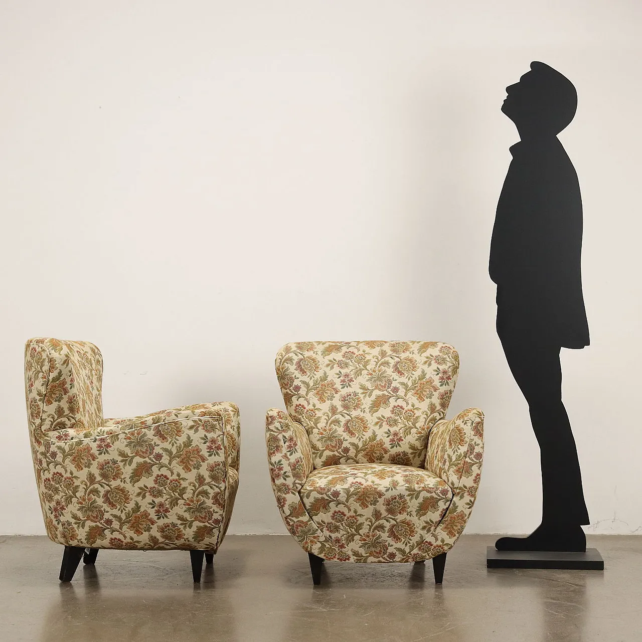 Pair of armchairs with jacquard fabric, 20th century 3