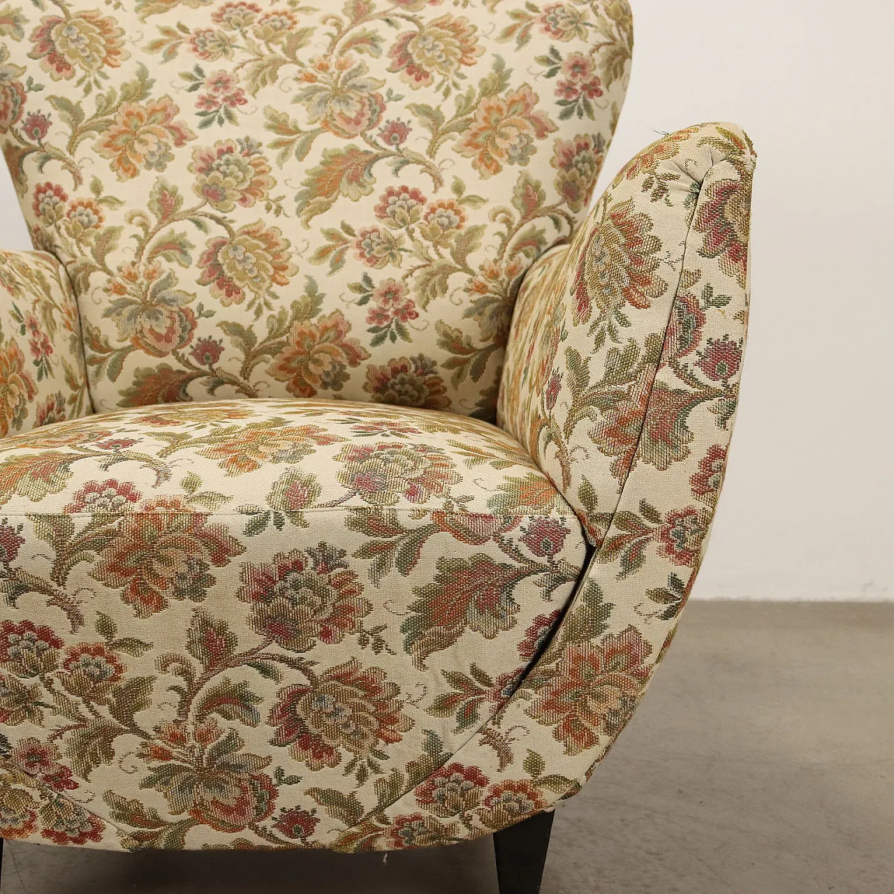 Pair of armchairs with jacquard fabric, 20th century 6