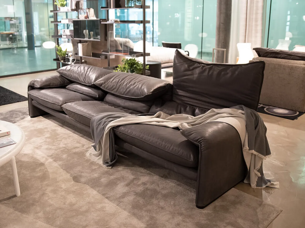 Maralunga sofa by Cassina leather, 2000s 2