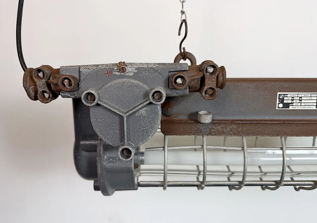 Grey Industrial Hanging Tube Light from Elektrosvit, 1970s 4
