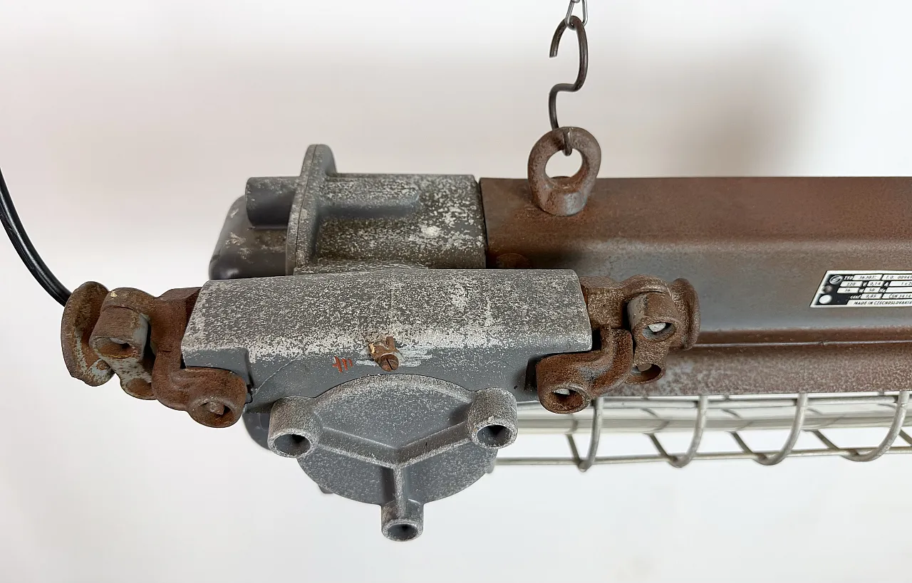 Grey Industrial Hanging Tube Light from Elektrosvit, 1970s 6