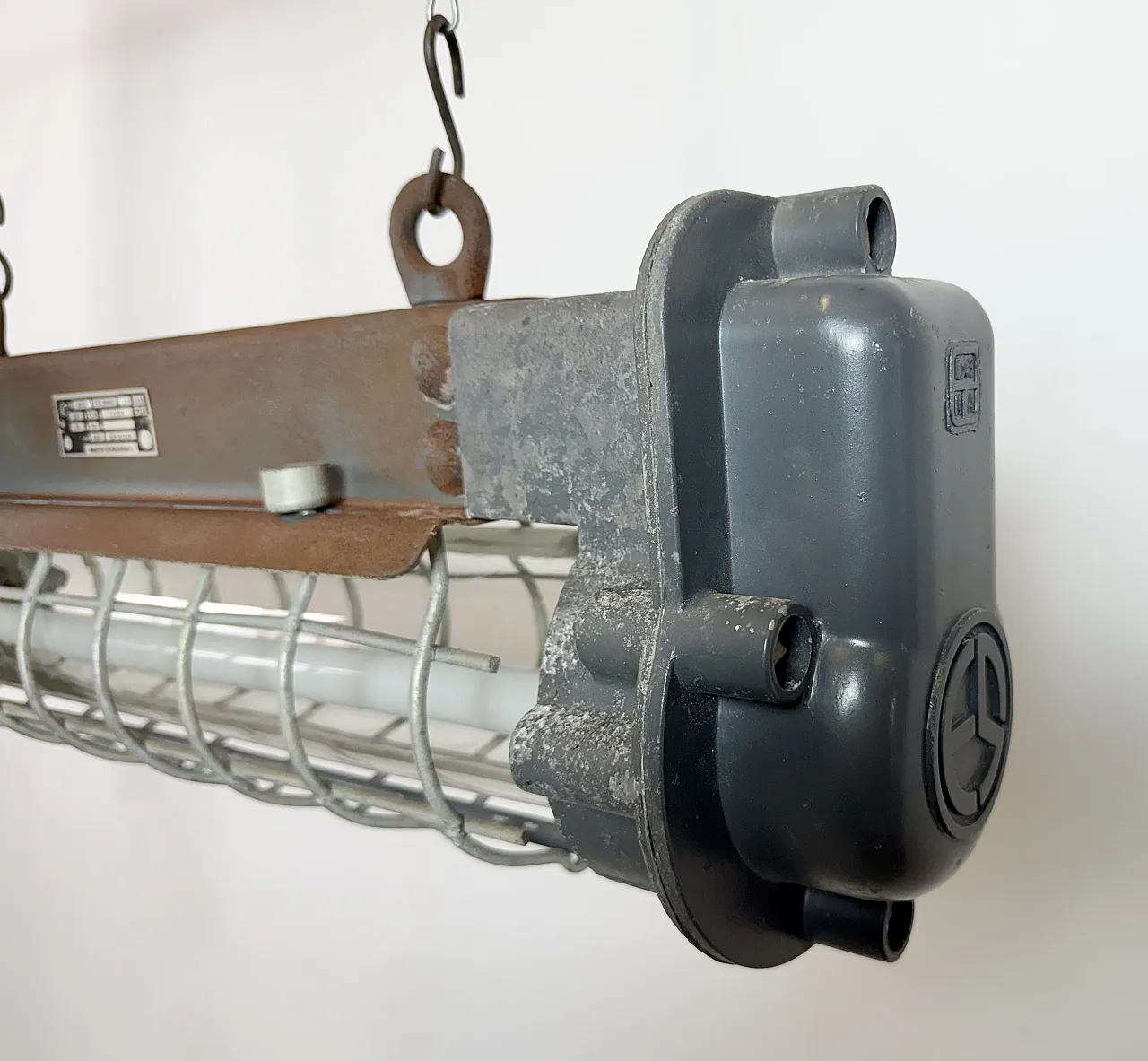 Grey Industrial Hanging Tube Light from Elektrosvit, 1970s 7