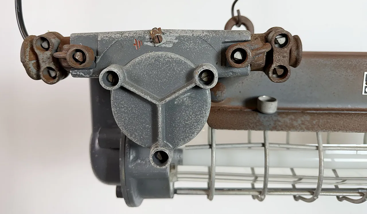 Grey Industrial Hanging Tube Light from Elektrosvit, 1970s 12