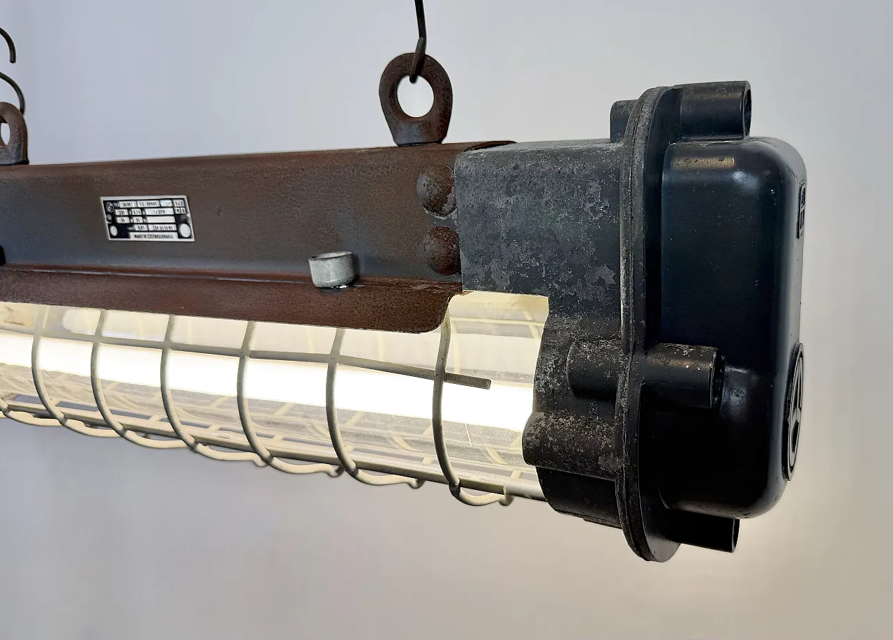 Grey Industrial Hanging Tube Light from Elektrosvit, 1970s 16