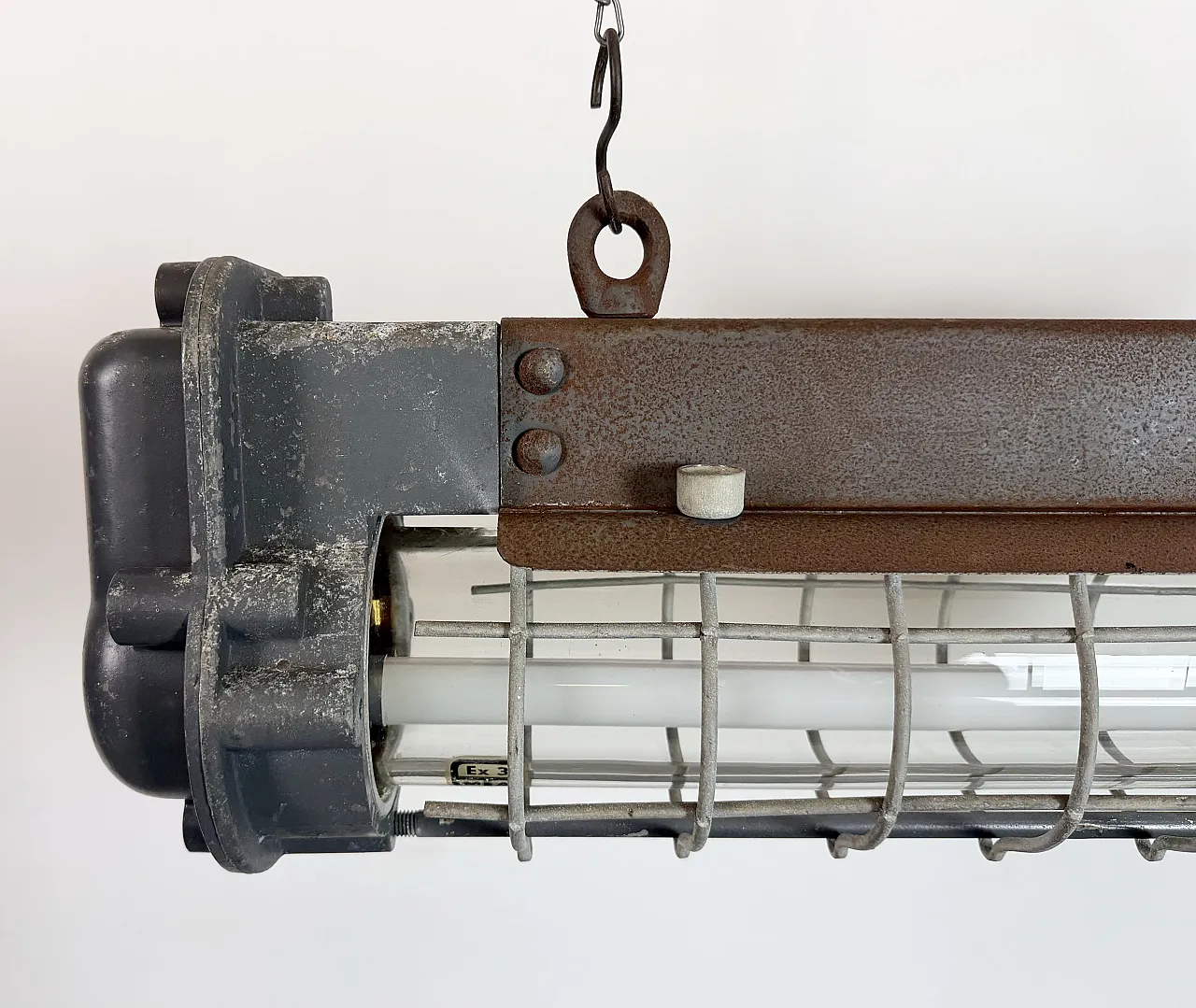 Grey Industrial Hanging Tube Light from Elektrosvit, 1970s 18
