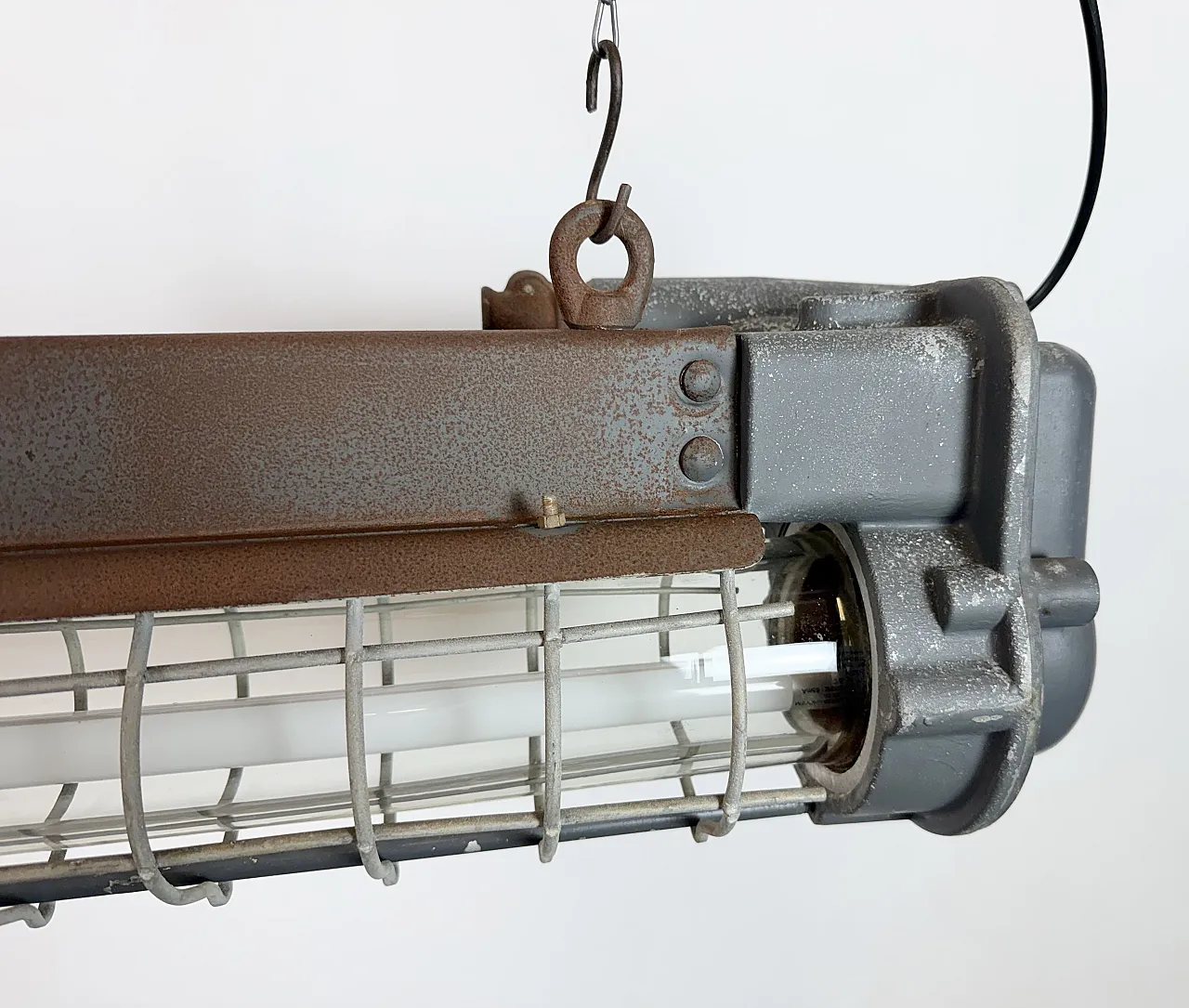 Grey Industrial Hanging Tube Light from Elektrosvit, 1970s 19