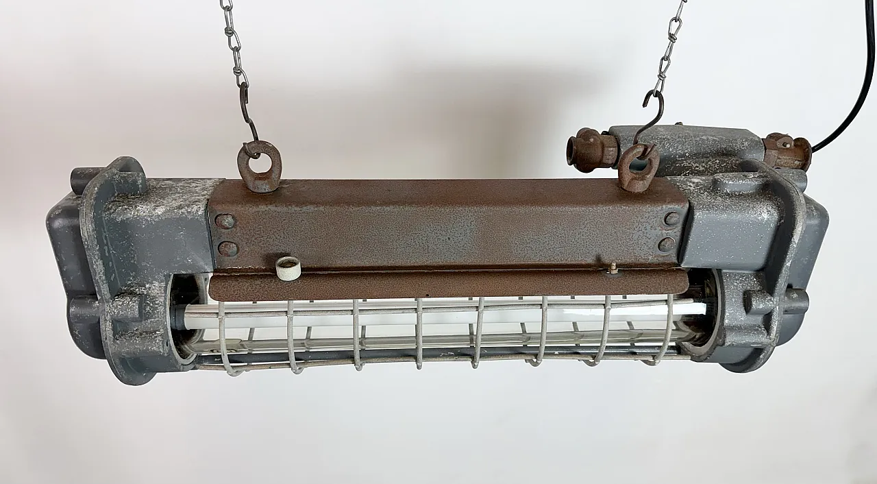 Grey Industrial Hanging Tube Light from Elektrosvit, 1970s 20