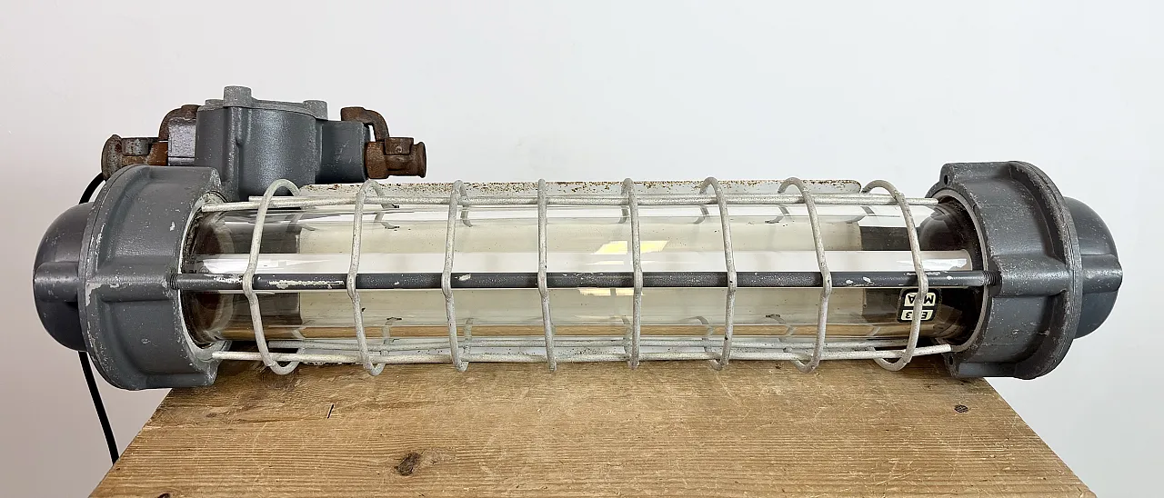 Grey Industrial Hanging Tube Light from Elektrosvit, 1970s 21