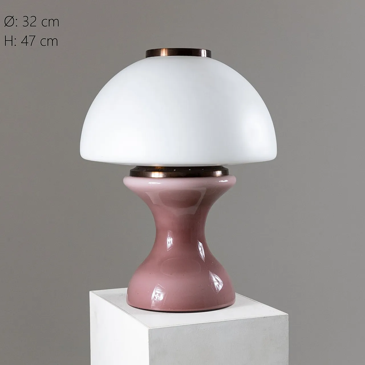 Lampada da tavolo rosa e bianca, anni '70 3