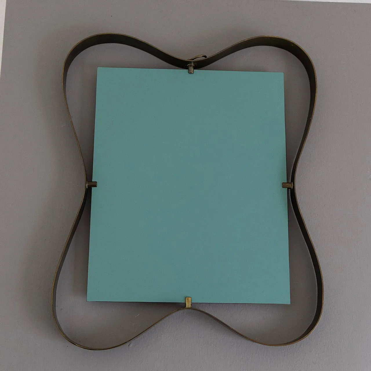 Specchio con cornice in ottone di Fontana Arte, anni '50 3