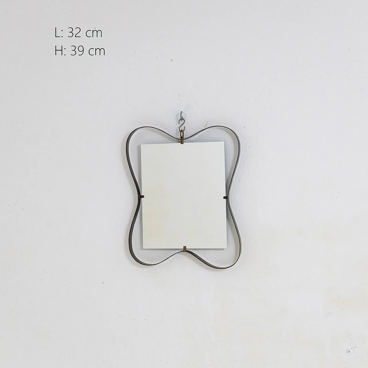 Specchio con cornice in ottone di Fontana Arte, anni '50 5