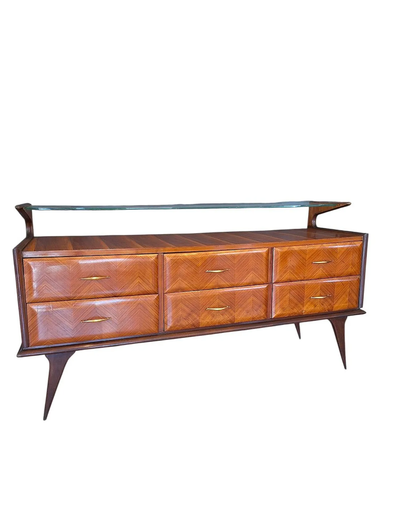 4-Drawer chest of drawers with glass shelf, 1950s 2