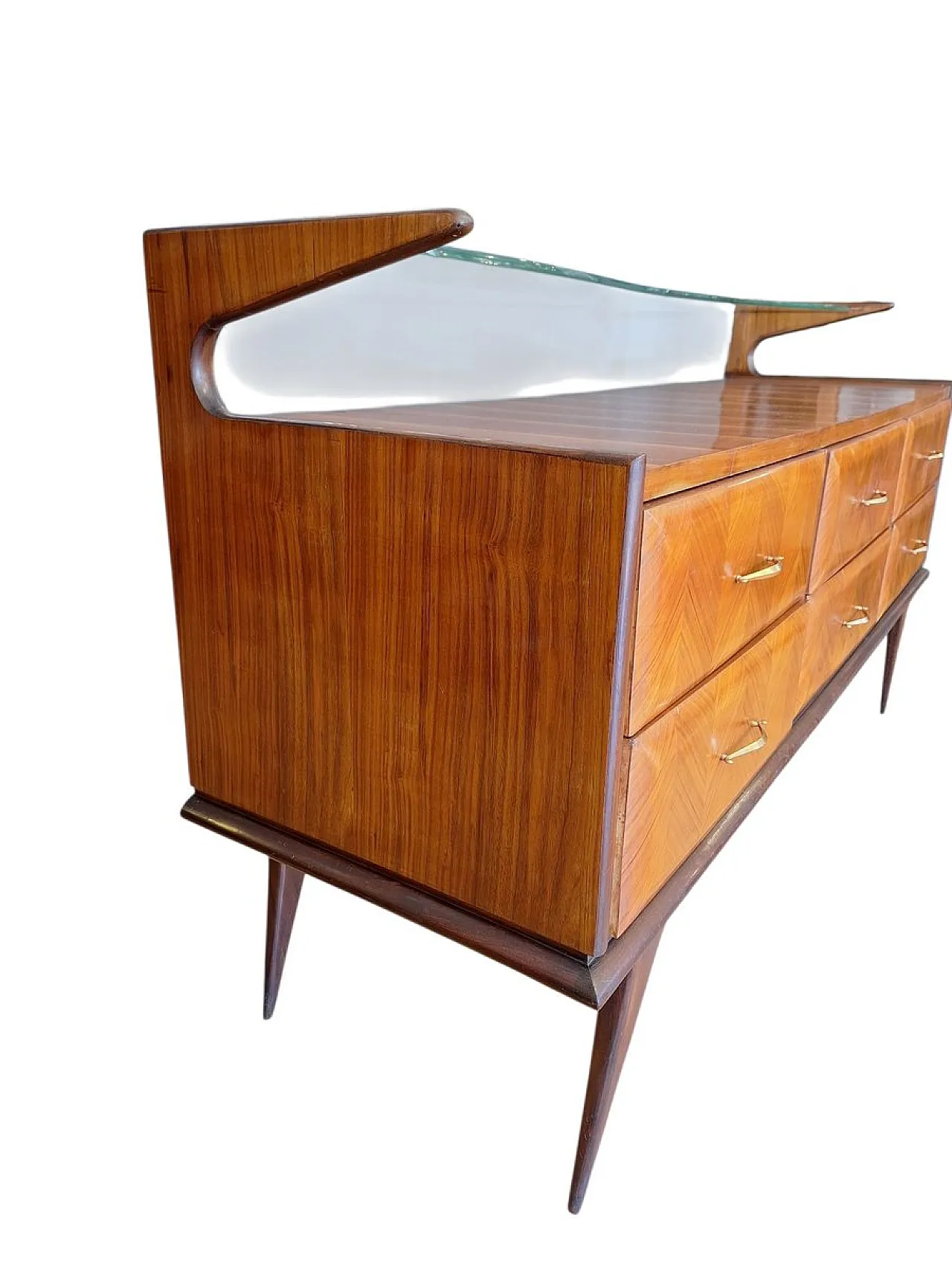 4-Drawer chest of drawers with glass shelf, 1950s 4