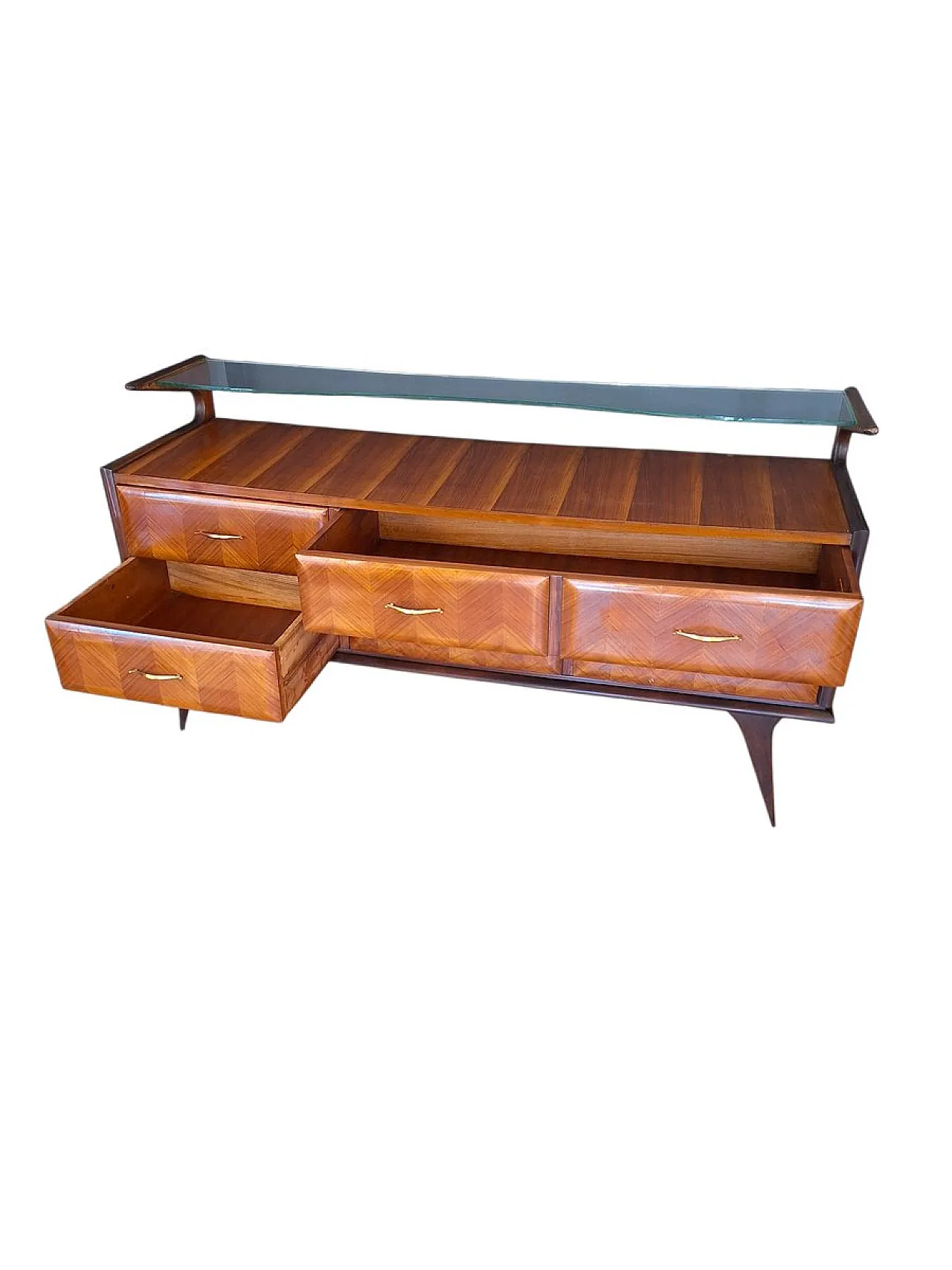 4-Drawer chest of drawers with glass shelf, 1950s 5