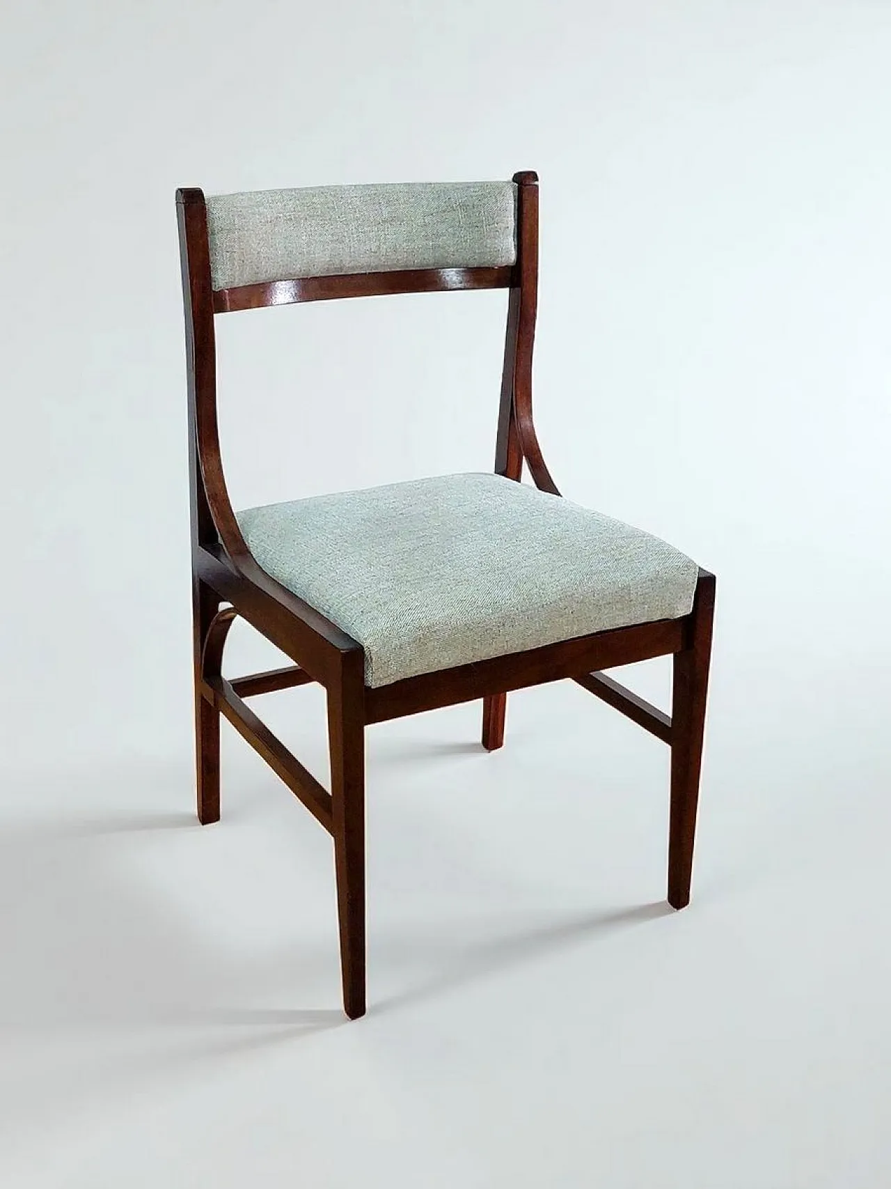 4 Wooden and fabric dining chairs, 1950s 2