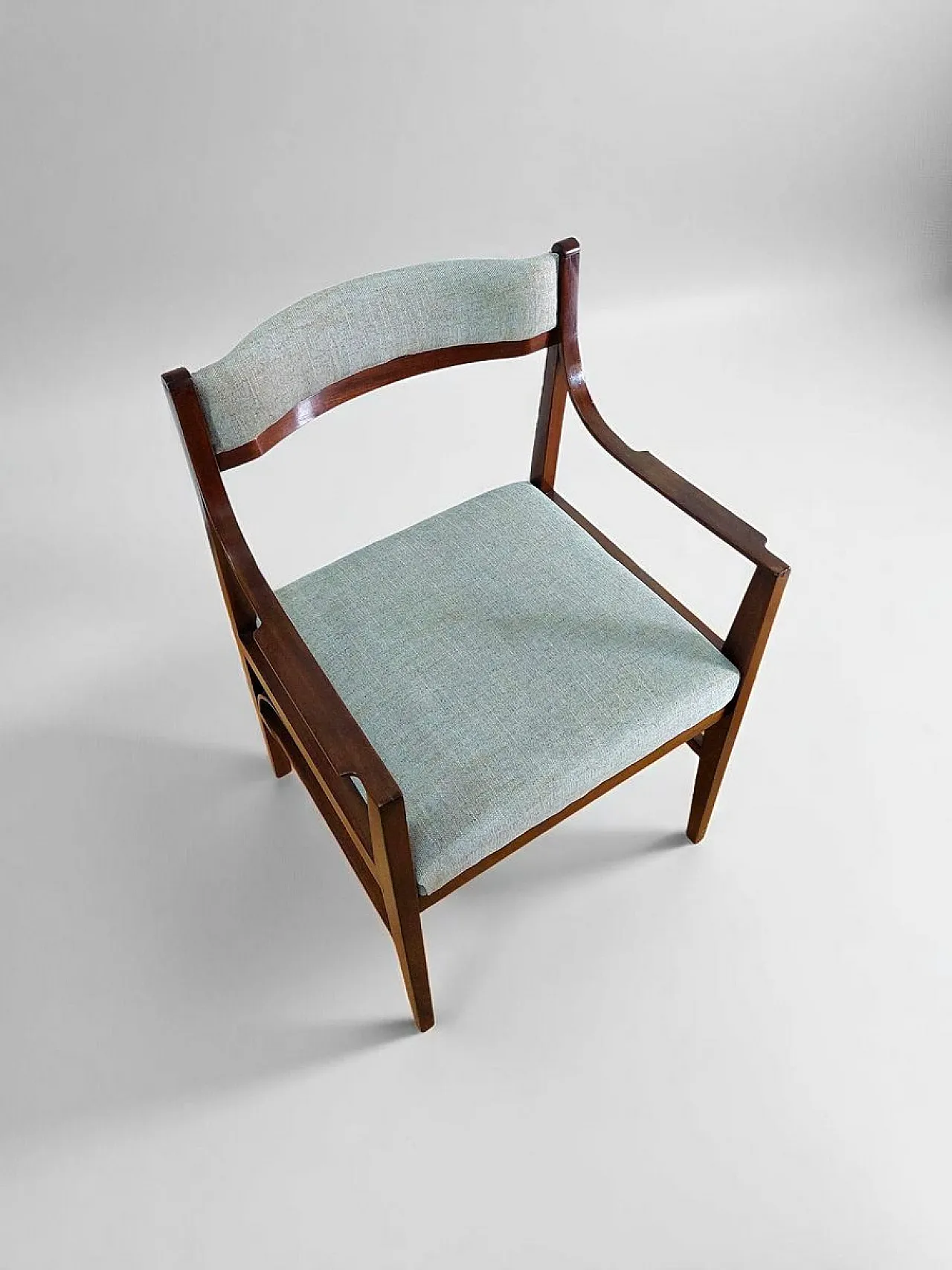 4 Wooden and fabric dining chairs, 1950s 4
