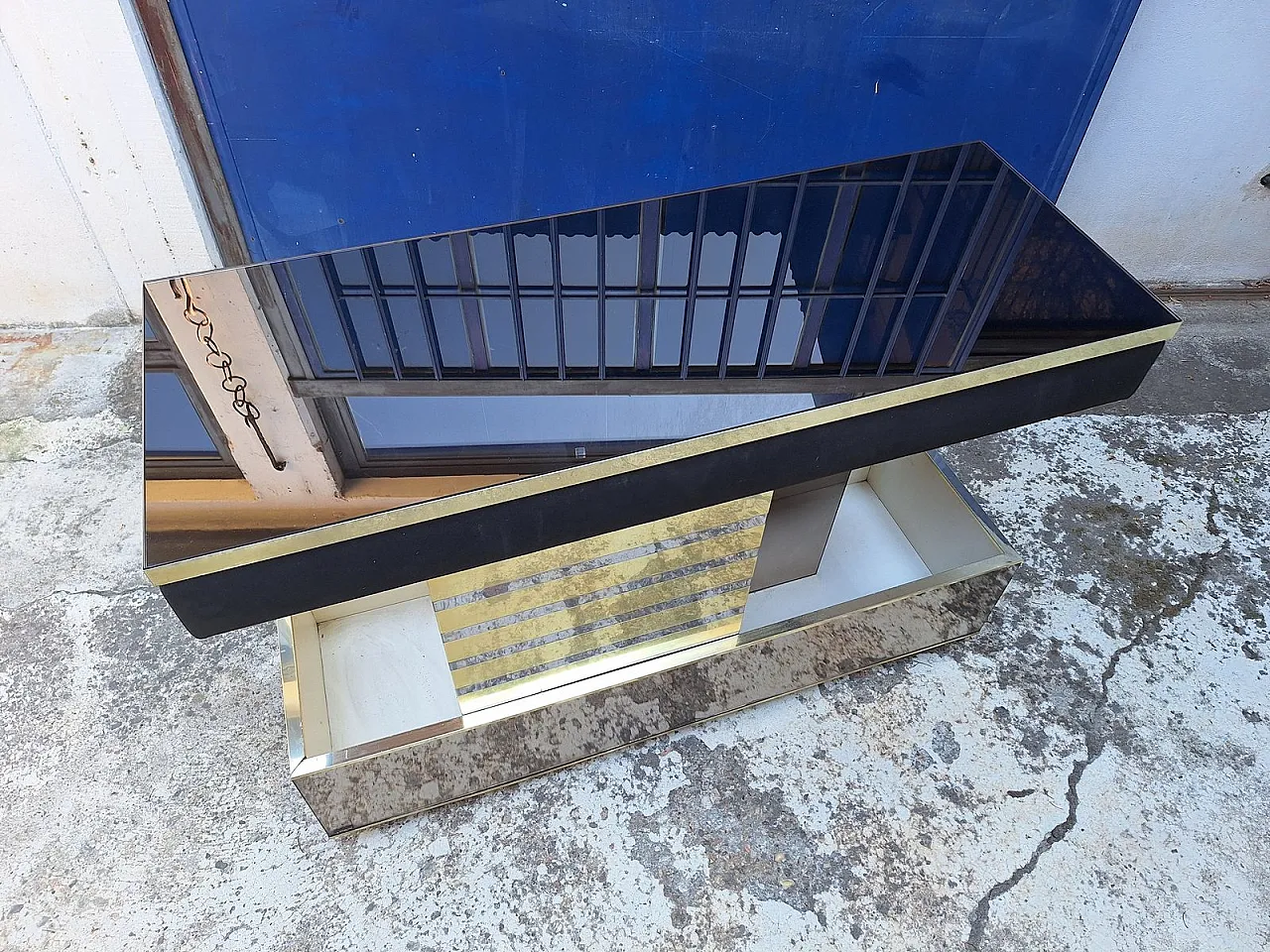 Bar cabinet in wood, brass and glass by Stilglass Donati, 1970s 2