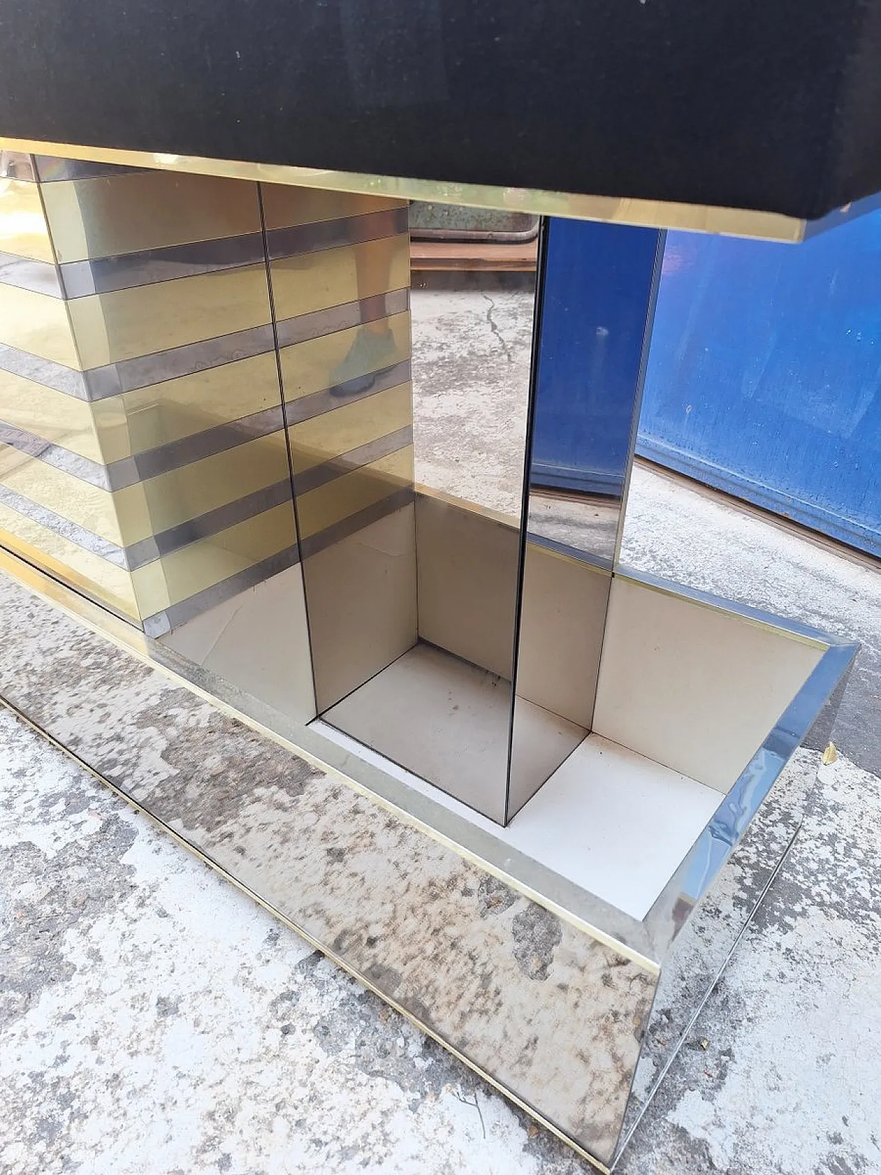 Bar cabinet in wood, brass and glass by Stilglass Donati, 1970s 7