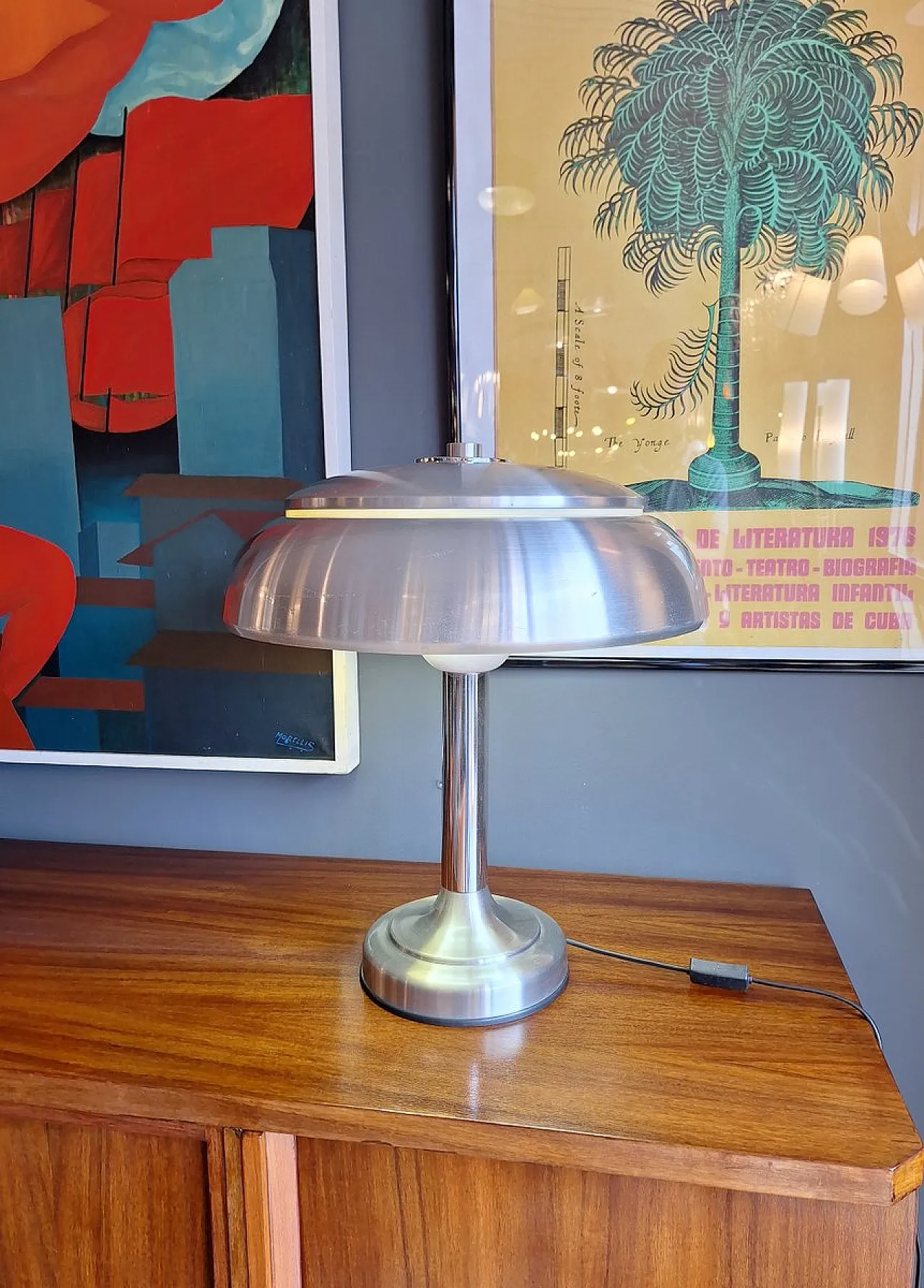 Table lamp in aluminum and enameled metal, 1970s 6