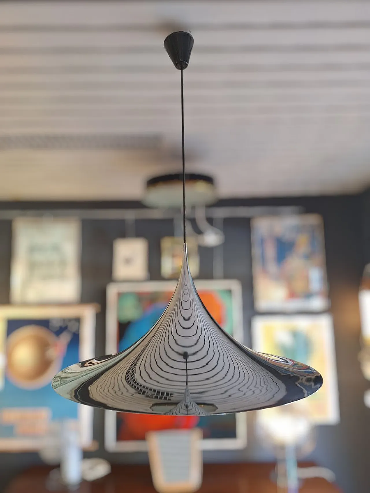 Chrome pendant lamp by Bonderup & Thorup for Fog & Morup, 1970s 2