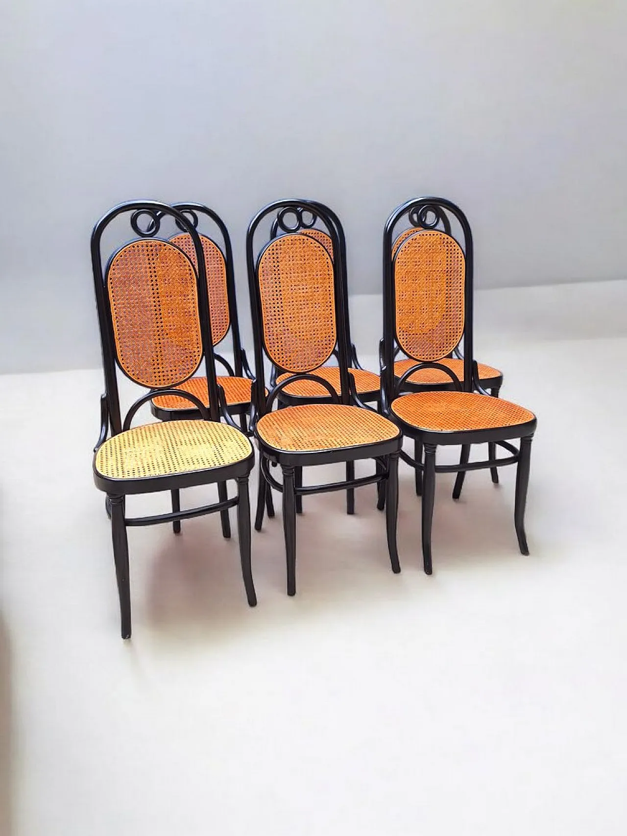 6 Model 21 chairs in beech and straw, 1970s 1