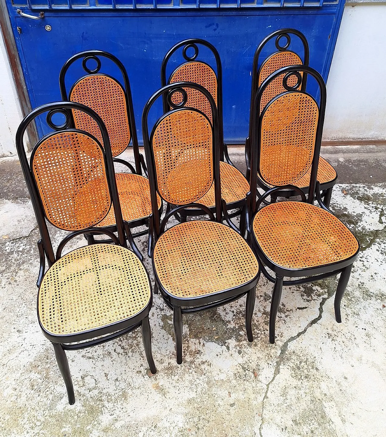 6 Model 21 chairs in beech and straw, 1970s 9