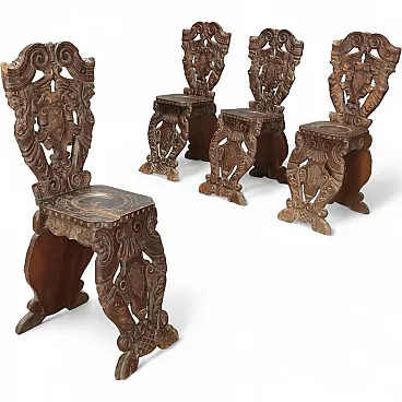 4 Sedie in stile Barocco, 19th century