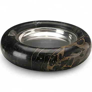 Pocket tray in black marble and silver, 20th century