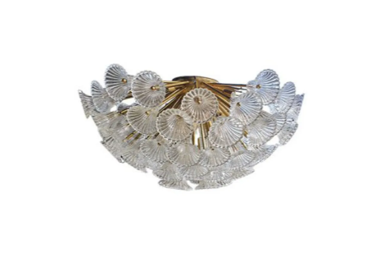 Glass and gilded brass chandelier, 1970s 3