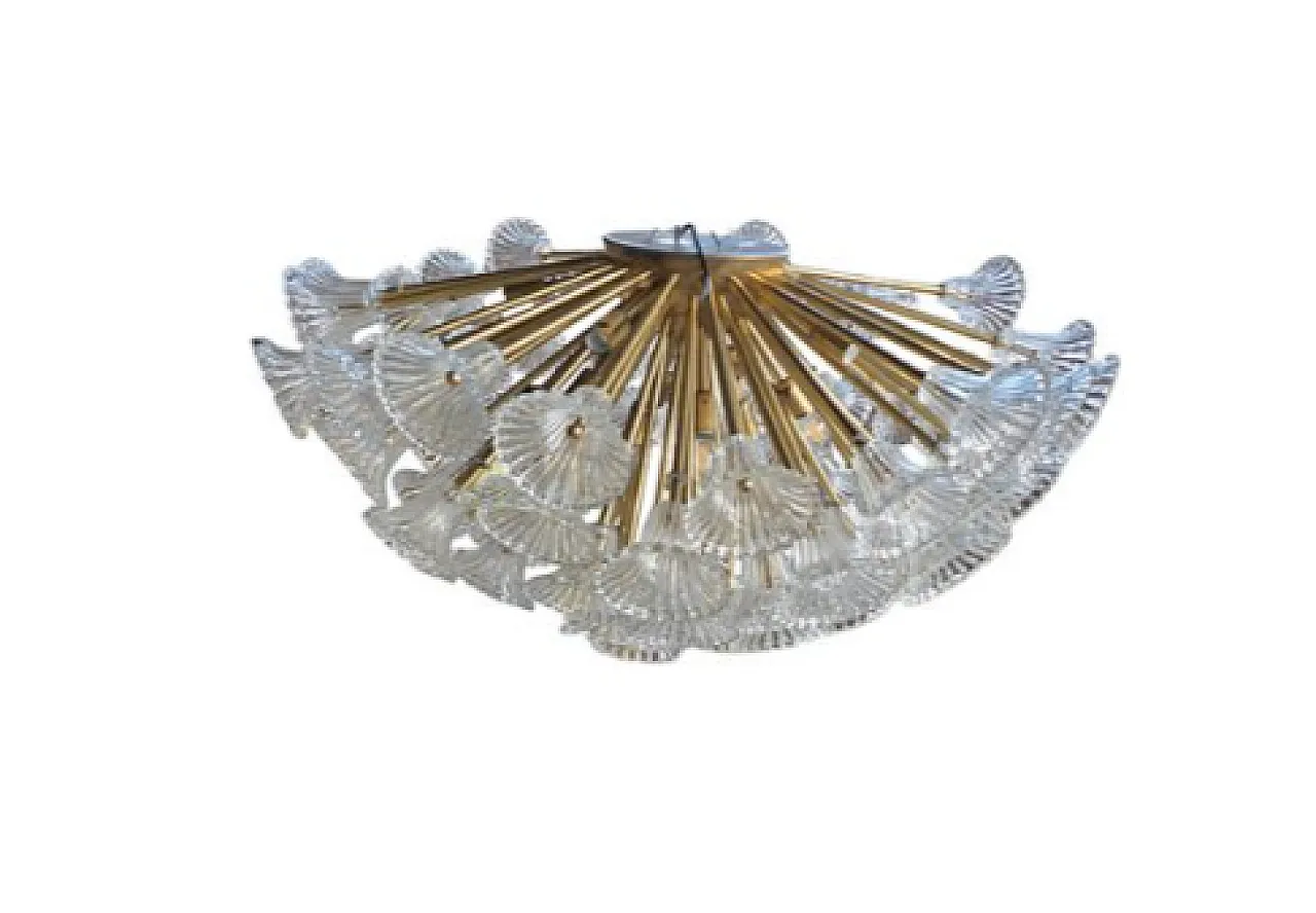 Glass and gilded brass chandelier, 1970s 4