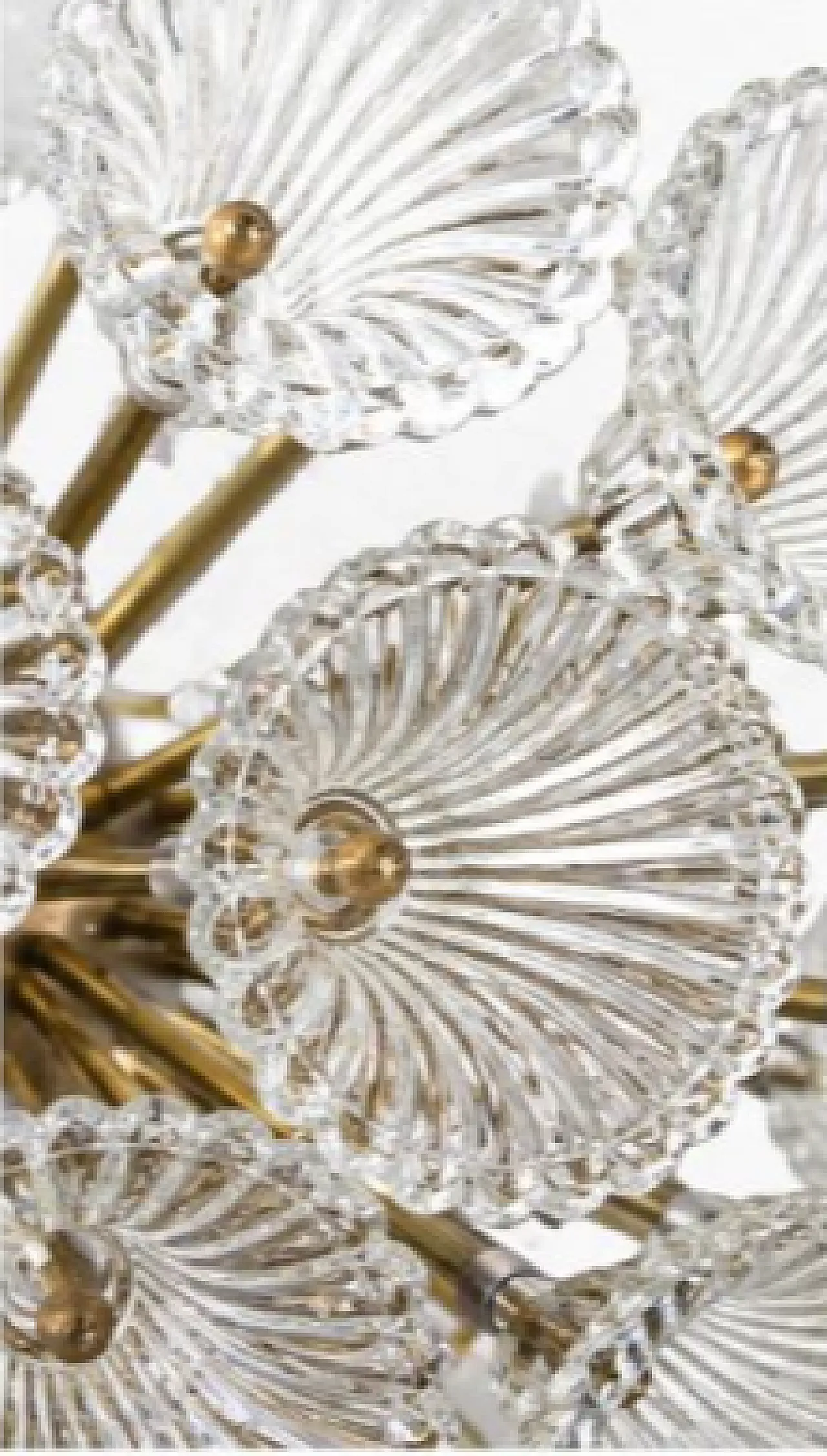 Glass and gilded brass chandelier, 1970s 6