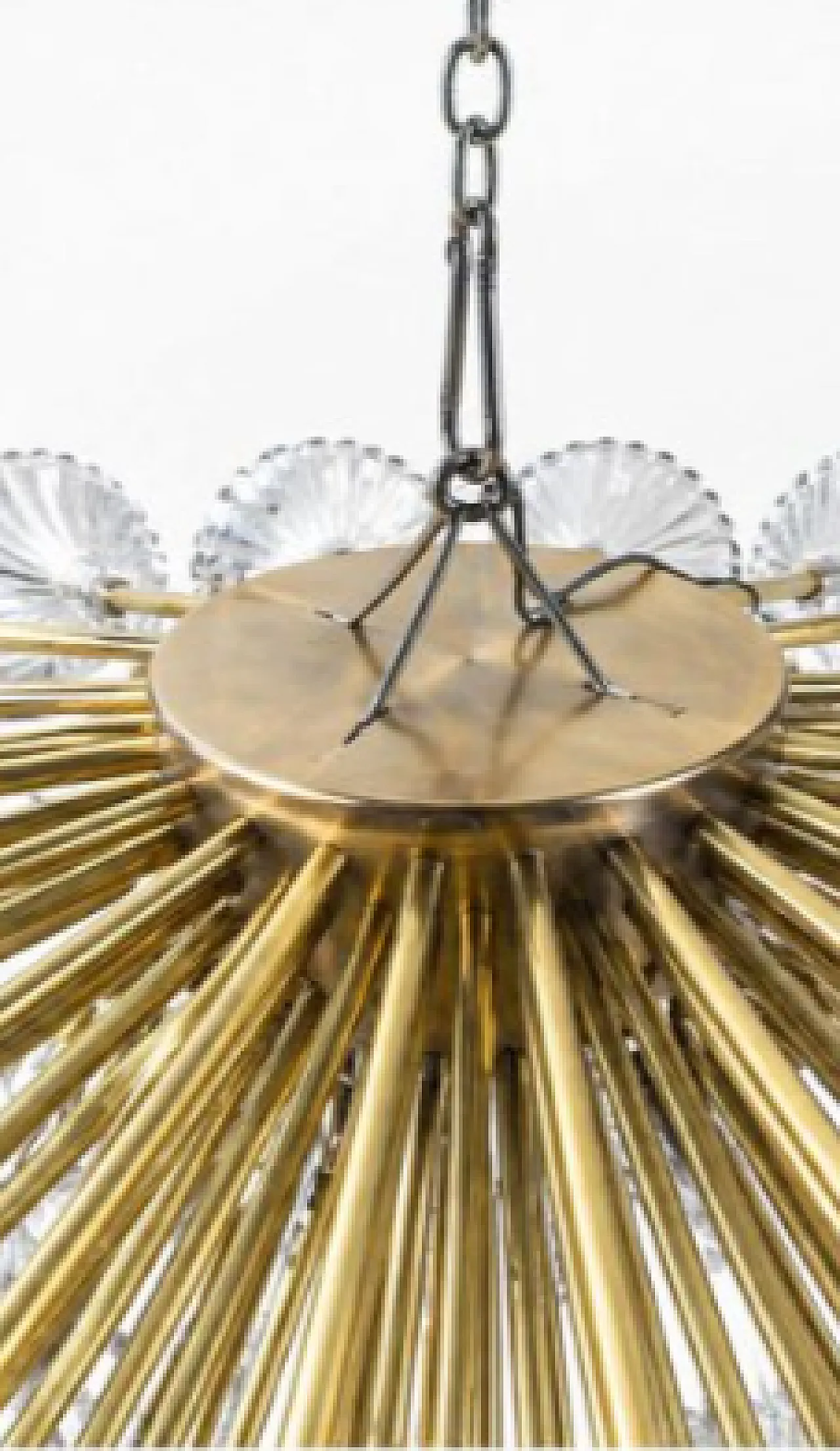 Glass and gilded brass chandelier, 1970s 7