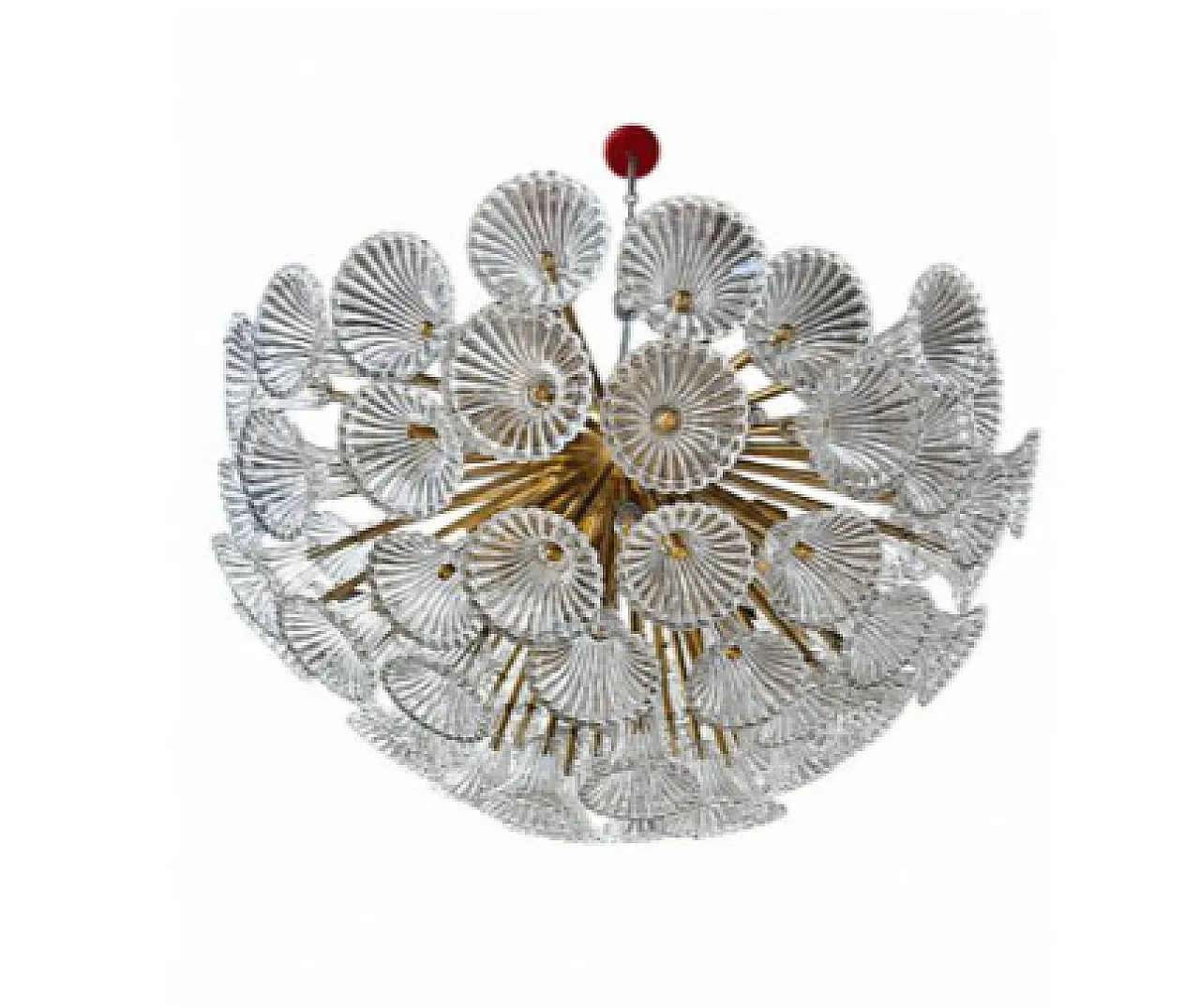 Glass and gilded brass chandelier, 1970s 8