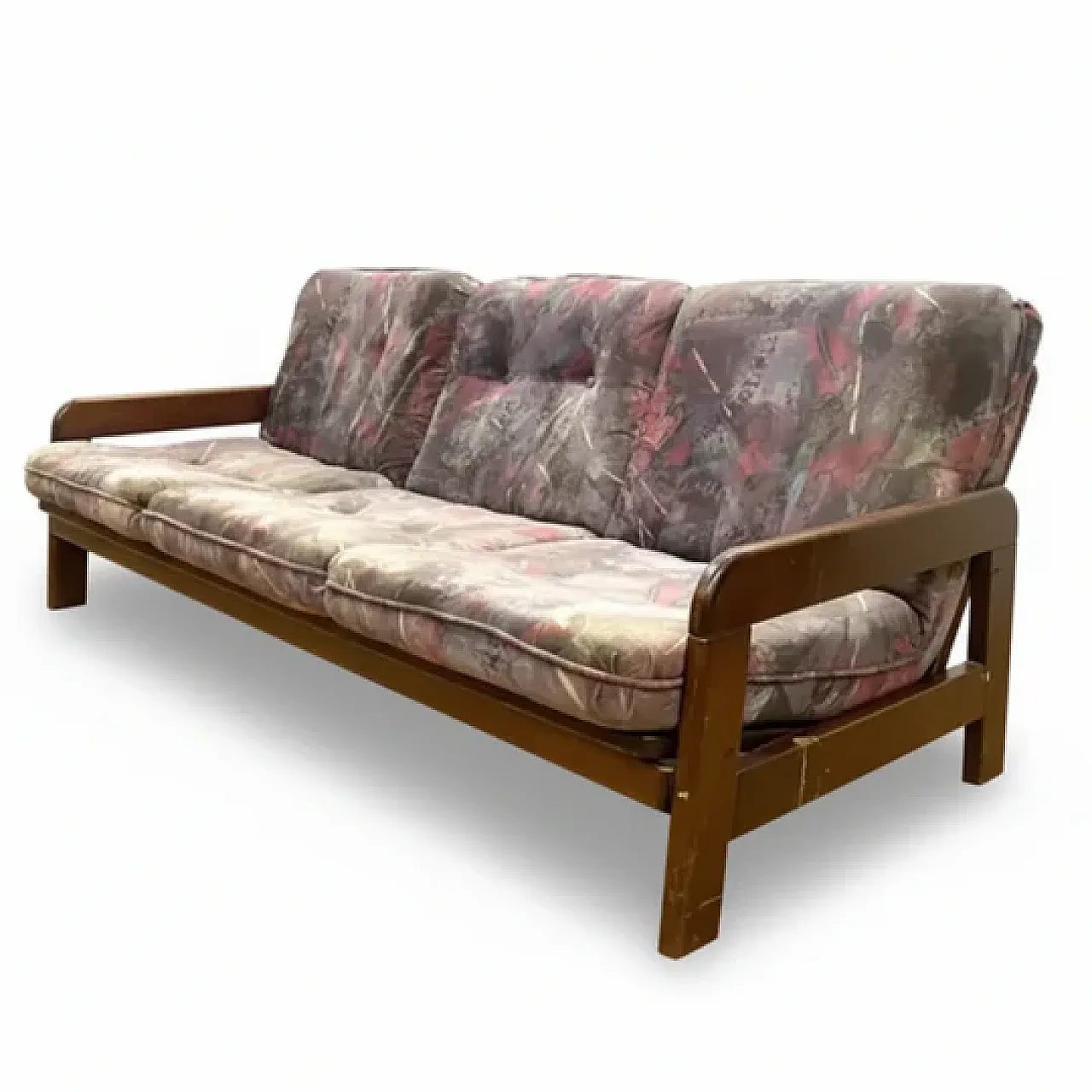 Divano retrò con struttura in legno massello, anni '70 8