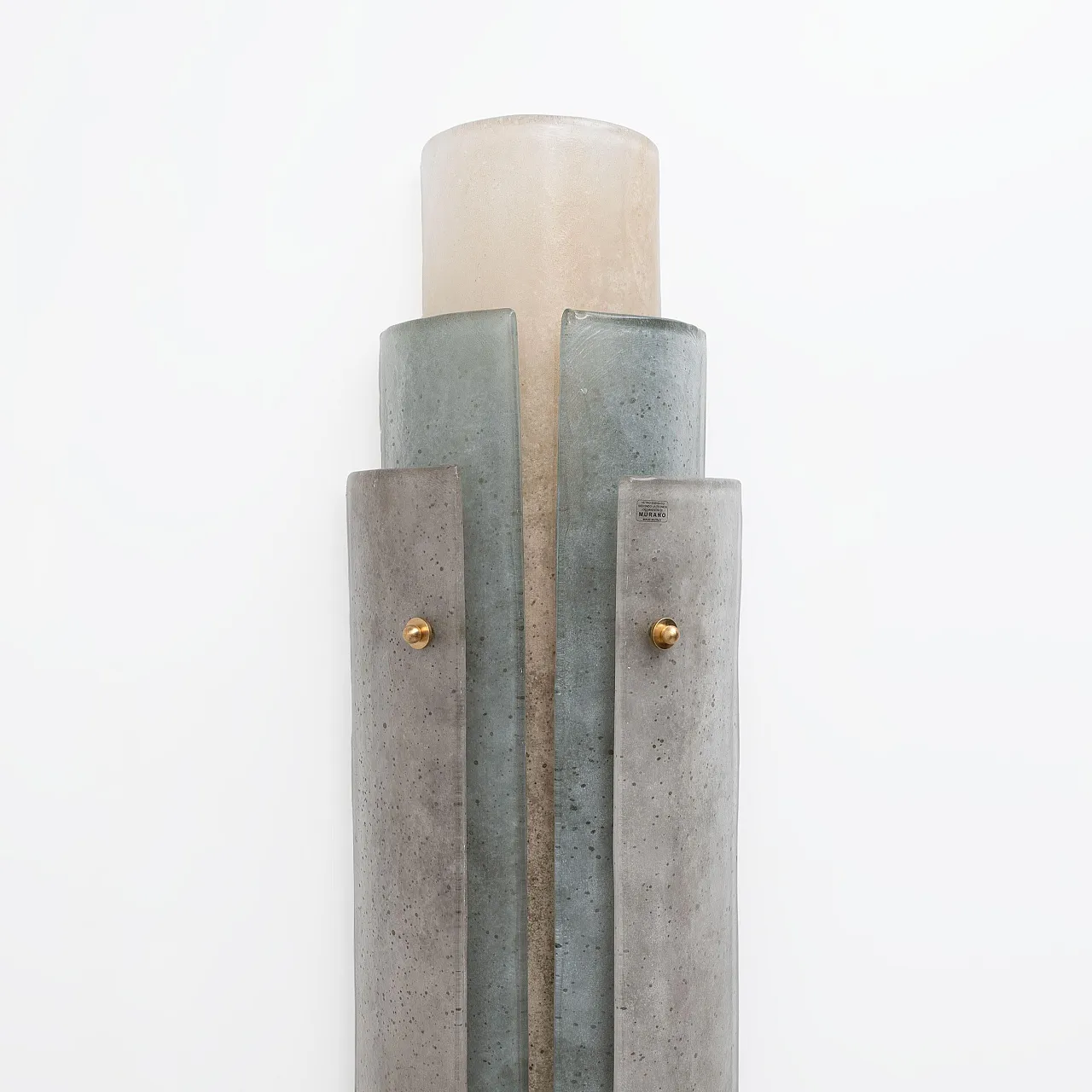 Coppia di applique in vetro di Murano Scavo e ottone, '900 4